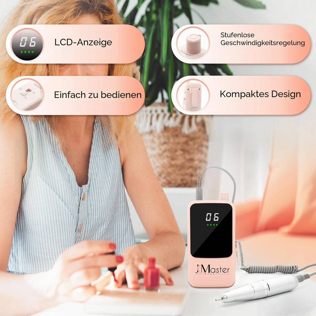 Nagelfräser JCMaster Profi, Fräser Nägel 35.000 U/Min, tragbare Elektrische Nagelfeile für Gelnägel