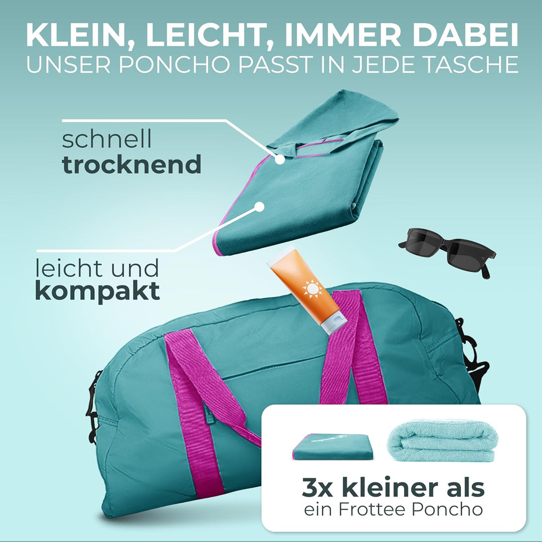NirvanaShape Handtuch-Poncho für Erwachsene, Umziehhilfe & Handtuch zugleich, Surf-Poncho mit Quick-