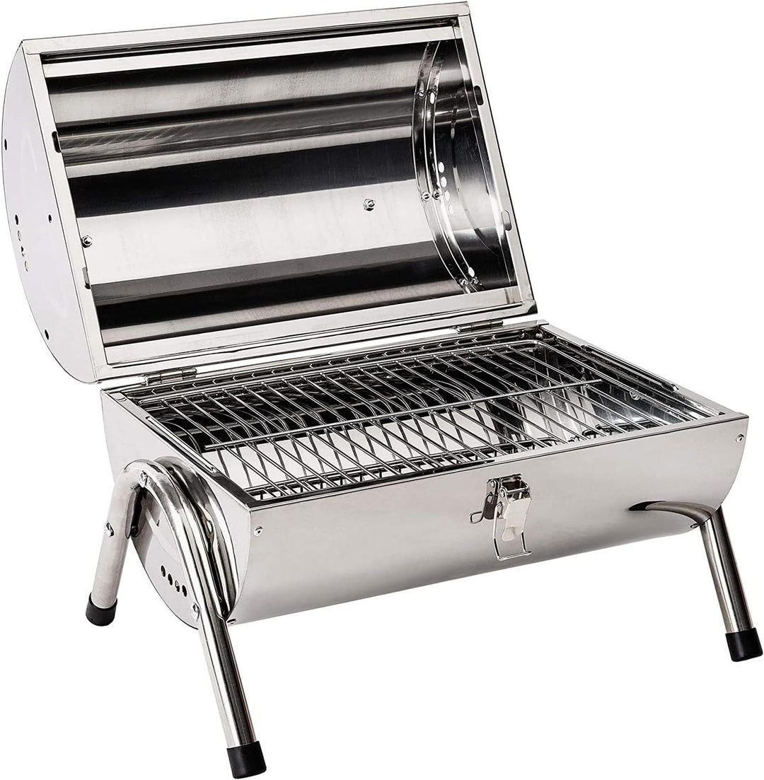RESCH 502598 mobiler Holzkohle Grill klappbar, Edelstahl Tischgrill tragbar, Holzkohlegrill ideal fü