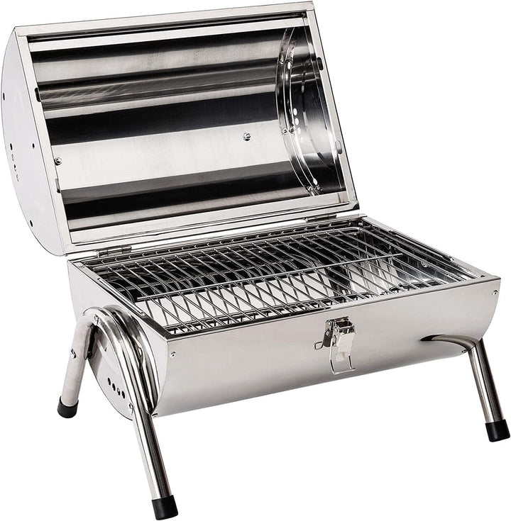 RESCH 502598 mobiler Holzkohle Grill klappbar, Edelstahl Tischgrill tragbar, Holzkohlegrill ideal fü
