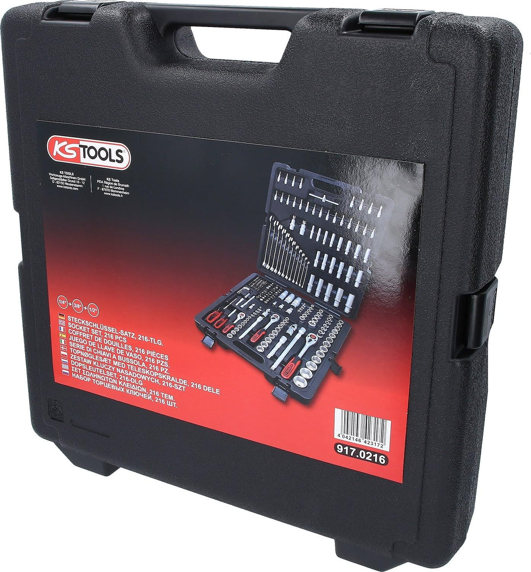 KS Tools 917.0216 1/4"+3/8"+1/2" Steckschlüssel-Satz, 216-tlg 216-tlg. Matt satiniert Single, 216-tl