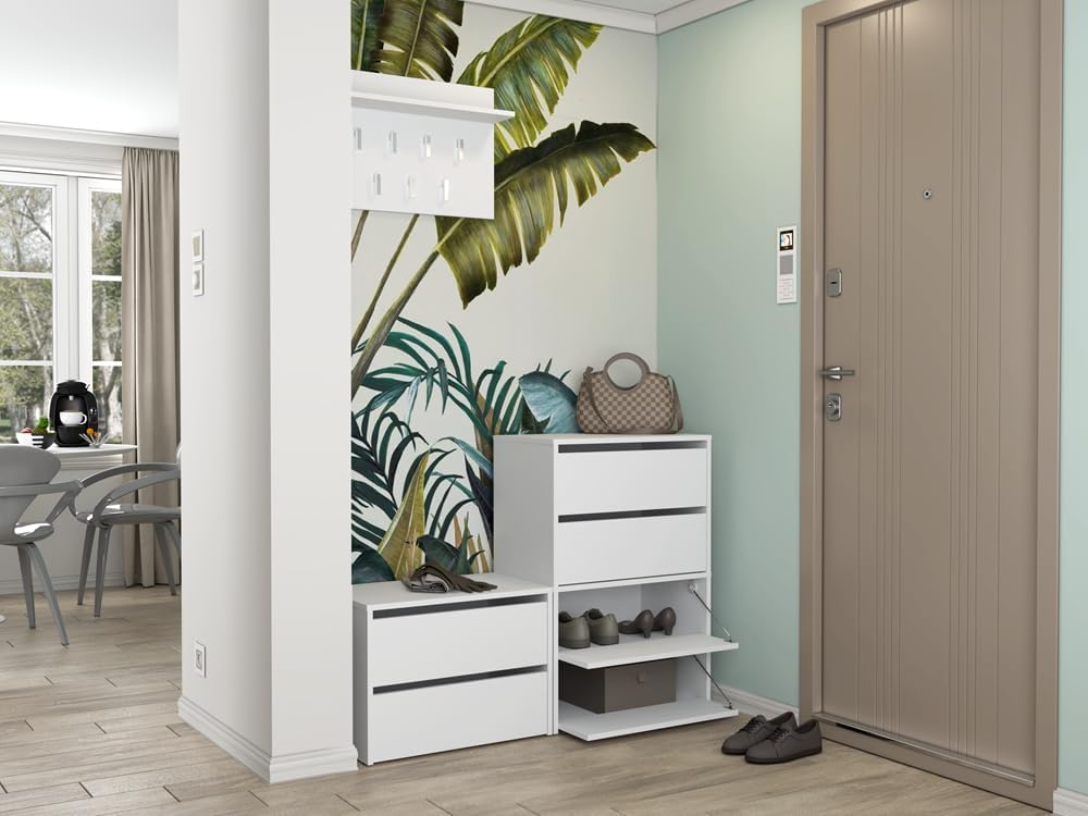 VBChome Modular Schuhschränke 60 x 36 x 44 cm Weiss Schuh-Organizer Grifflose Holzähnlich Holzwerkst