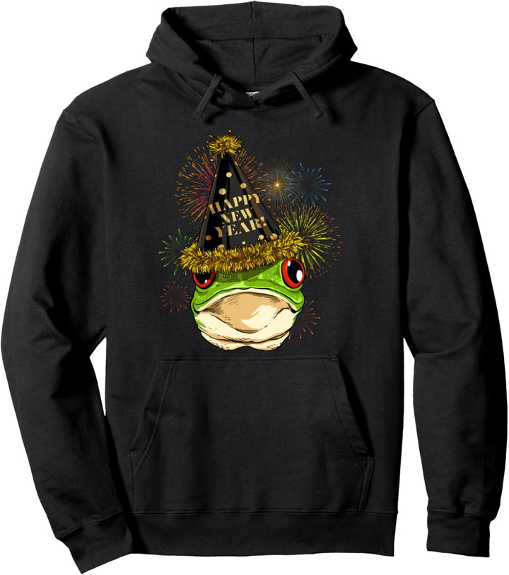 Frosch Neujahr Shirt 2024 Frosch Silvester NYE Feuerwerk Pullover Hoodie