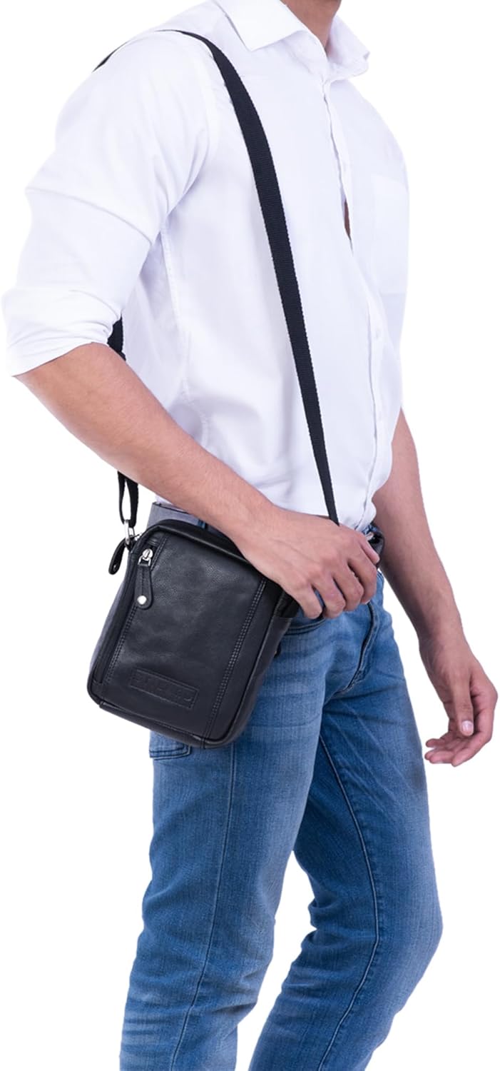 STILORD 'Brandon' Herrentasche Leder Braun Umhängetasche klein Schultertasche Männer 7 Zoll Tablet H