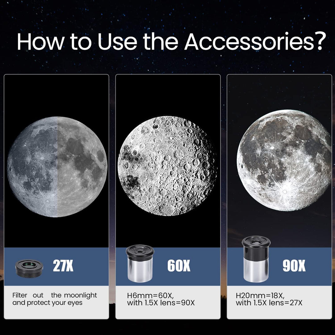 Astronomisches Teleskop für Kinder, Uverbon Teleskop für Astronomie, Teleskop, Zoom, 90 x HD, räumli