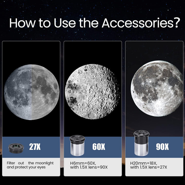 Astronomisches Teleskop für Kinder, Uverbon Teleskop für Astronomie, Teleskop, Zoom, 90 x HD, räumli