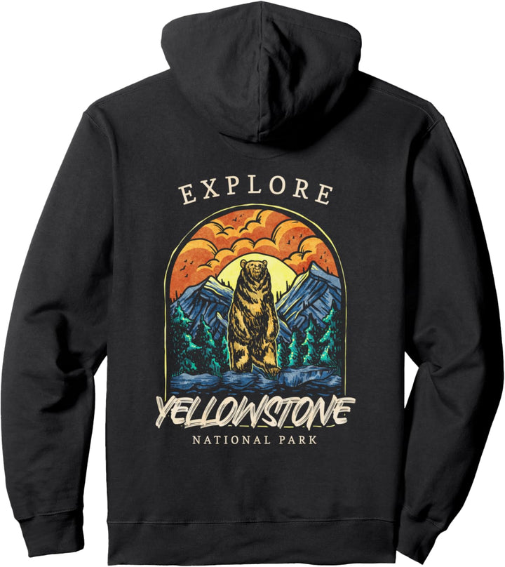 Yellowstone-US-Nationalpark Wyoming Montana Idaho Grizzly Pullover Hoodie