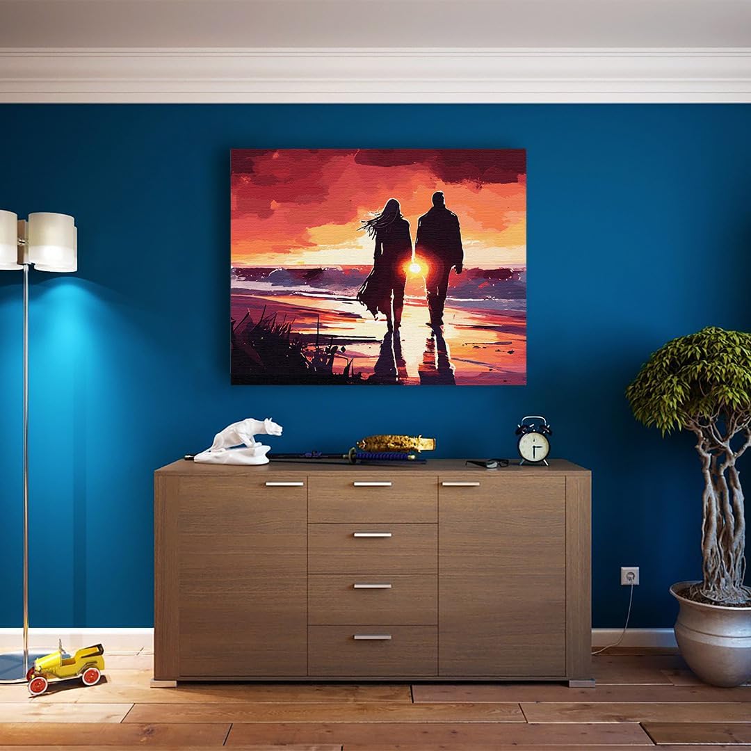 Artnapi Malen nach Zahlen Erwachsene mit Rahmen | DIY Handgemalt | Ein Spaziergang Richtung Westen|