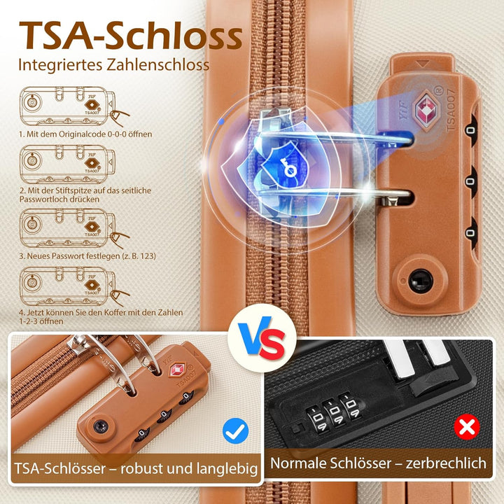 COOLIFE Koffer Set 3 Teilig: Luggage Set Gross 28‘’ + Reisetasche & Kulturtasche | ABS Hartschale, 3