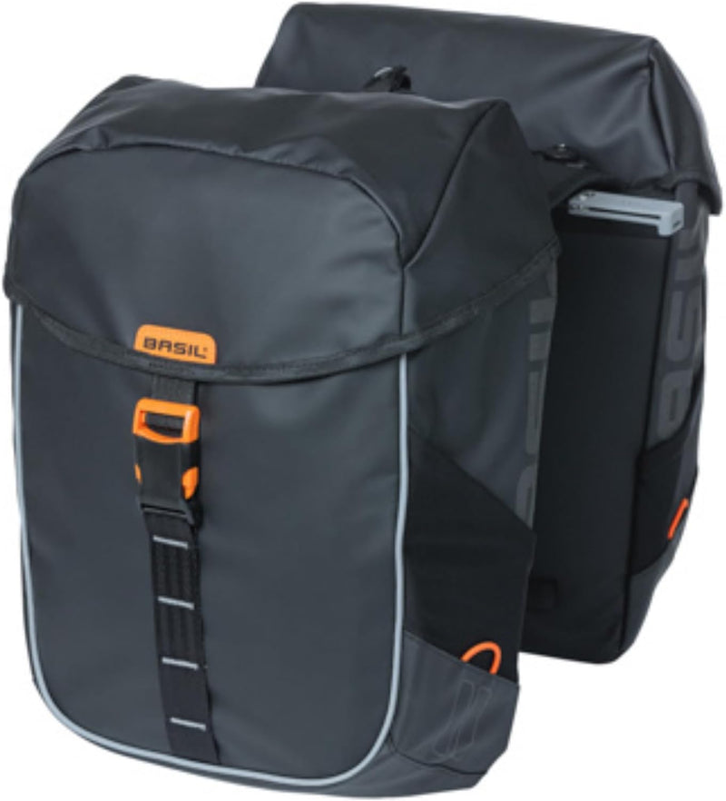 Basil Miles Abdeckplane Doppeltasche MIK, 34 l, schwarz-orange, Schwarz