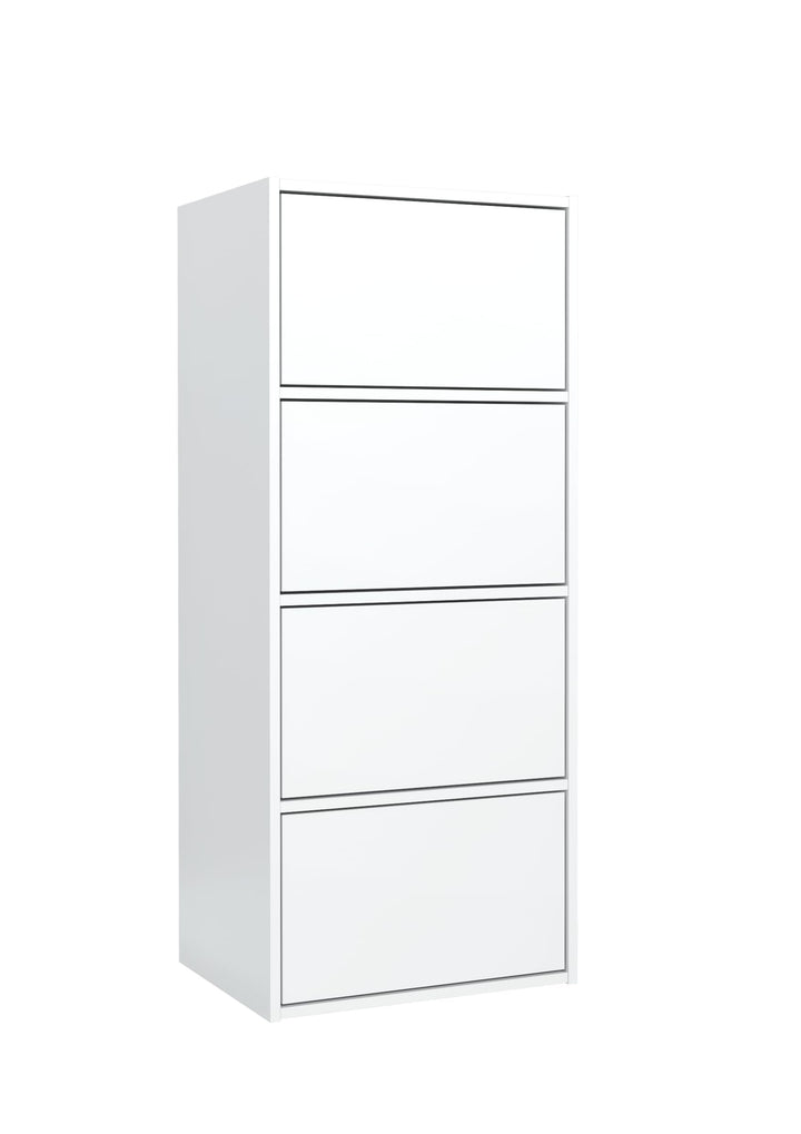 meble masztalerz Kommode mit 4 Türen Weiss 50x39x120 cm - Schuhschrank Hoch - Wohnzimmer Schrank - F