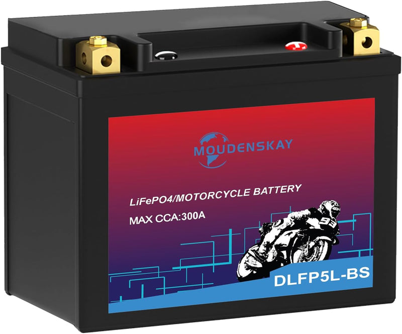 MOUDENSKAY Lithium Motorrad Batterie 12V Lithium Powersports Batterie mit BMS,LiFePO4 Motorstart Bat