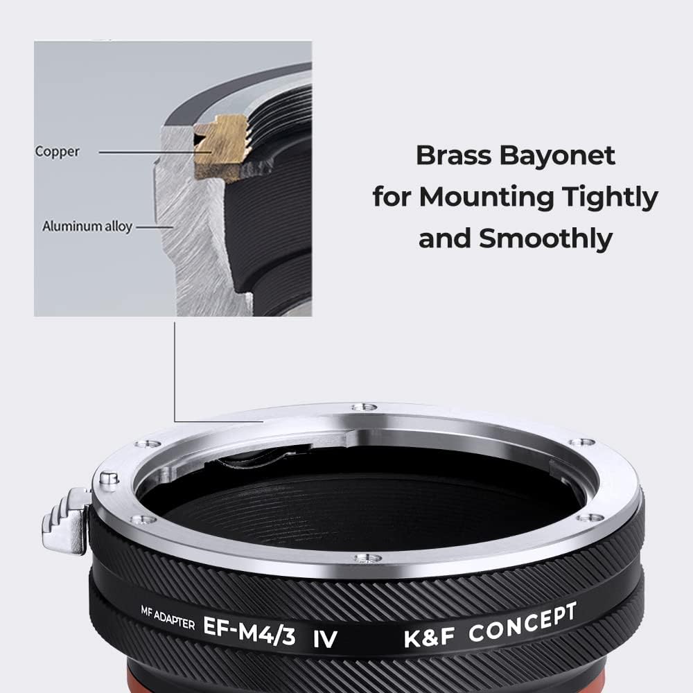 K&F Concept Lens Mount Adapter EOS-M4/3 IV Manueller Fokus Kompatibel mit Canon (EF/EF-S) Objektiv u