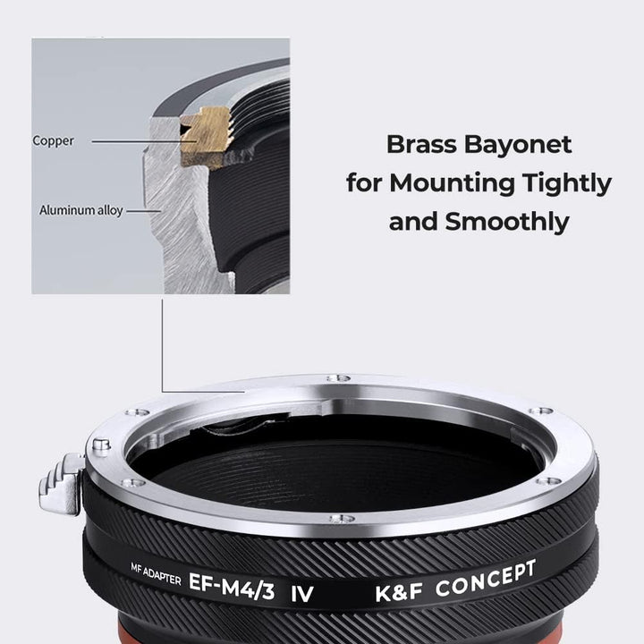 K&F Concept Lens Mount Adapter EOS-M4/3 IV Manueller Fokus Kompatibel mit Canon (EF/EF-S) Objektiv u