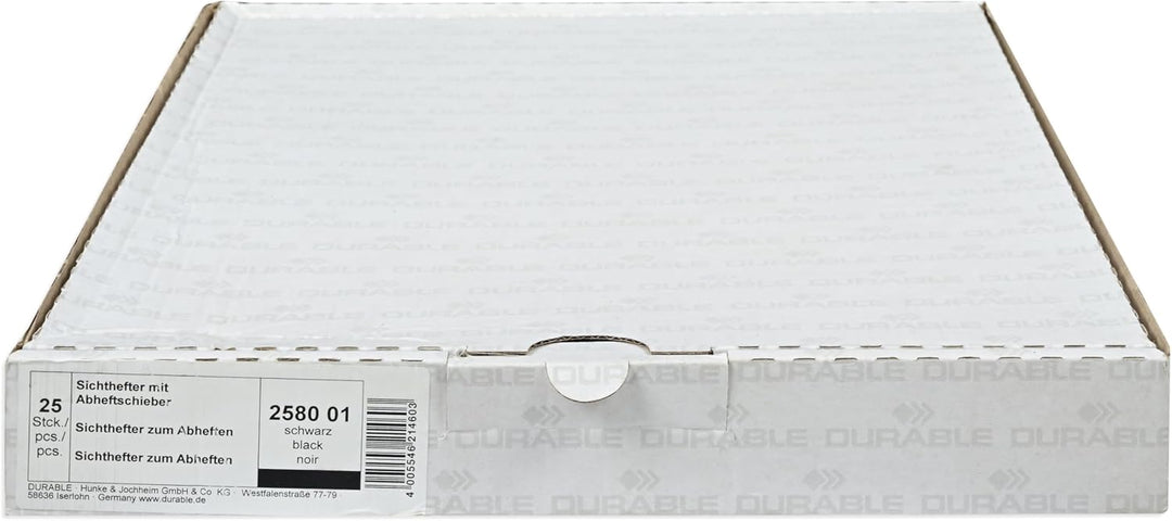 Durable Sichthefter mit Abheftschieber, überbreit, schwarz, 25er Packung, 258001, schwarz