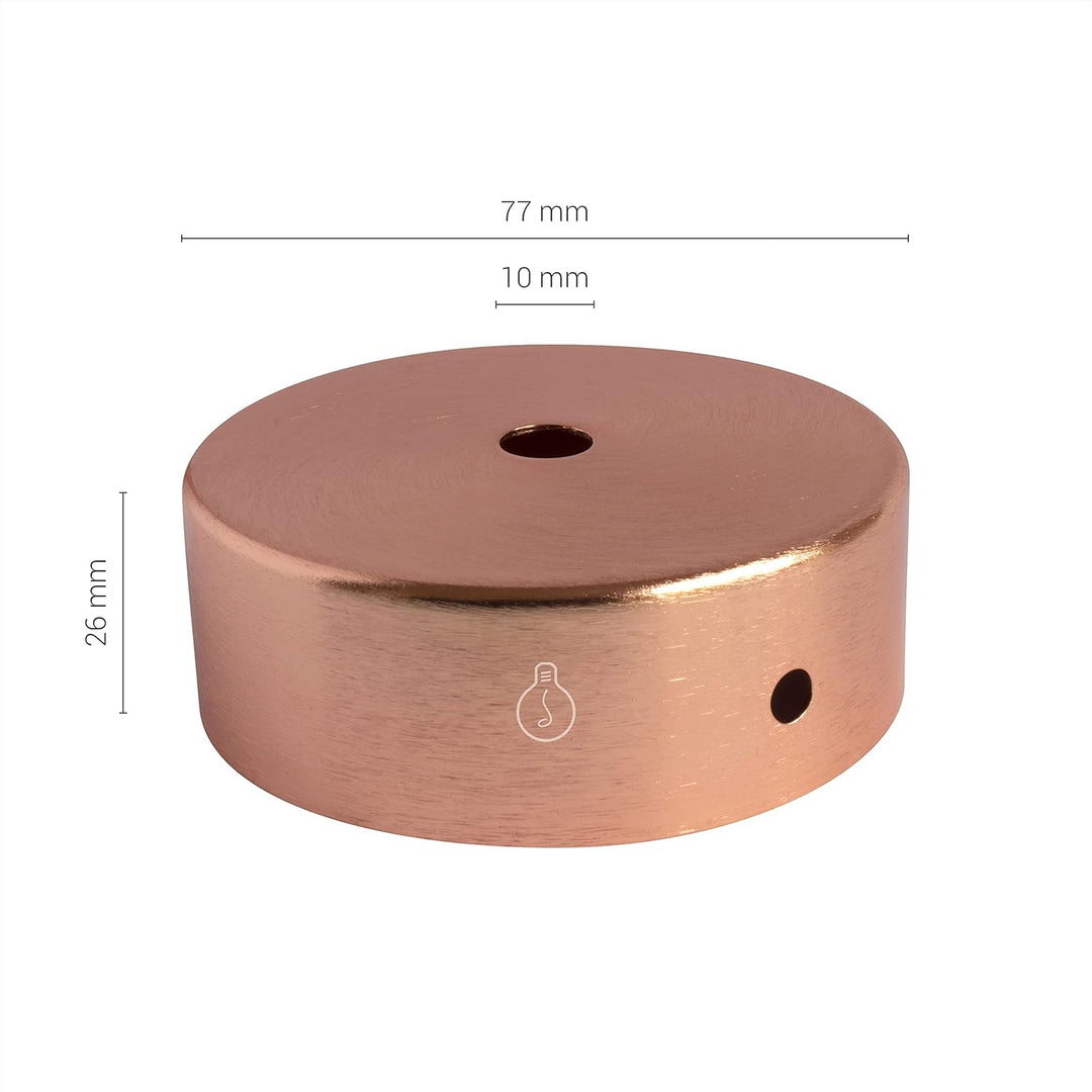 AMARCORDS - 3 Baldachin rosetten aus Metall, Farbe KUPFER, Lampengehäuse komplett mit Kabelklemmenzu