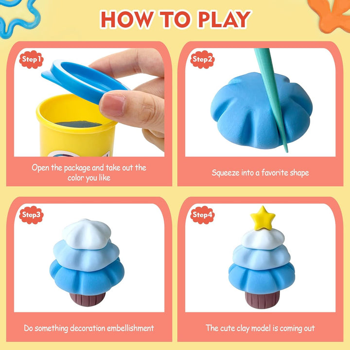 Zocipro Knete Set für Kinder, 12er Set Knetmasse für Fantasievolles und Kreatives Spielen, 12 Farben