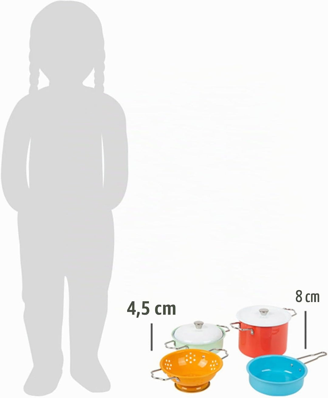 Small Foot Kochgeschirr-Set mit Zubehör aus Metall, für die Spielküche, Rollenspielzeug für Kinder a