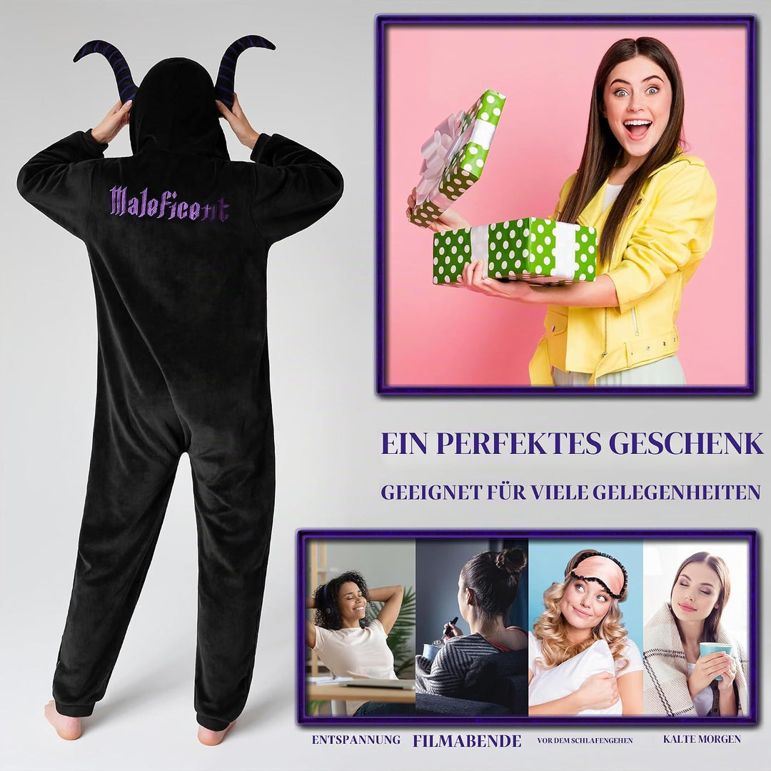 Disney Onesie Damen - Stitch Einteiler Pyjama - Eeyore, Minnie, Maleficent Schlafanzug Onesie - Grös
