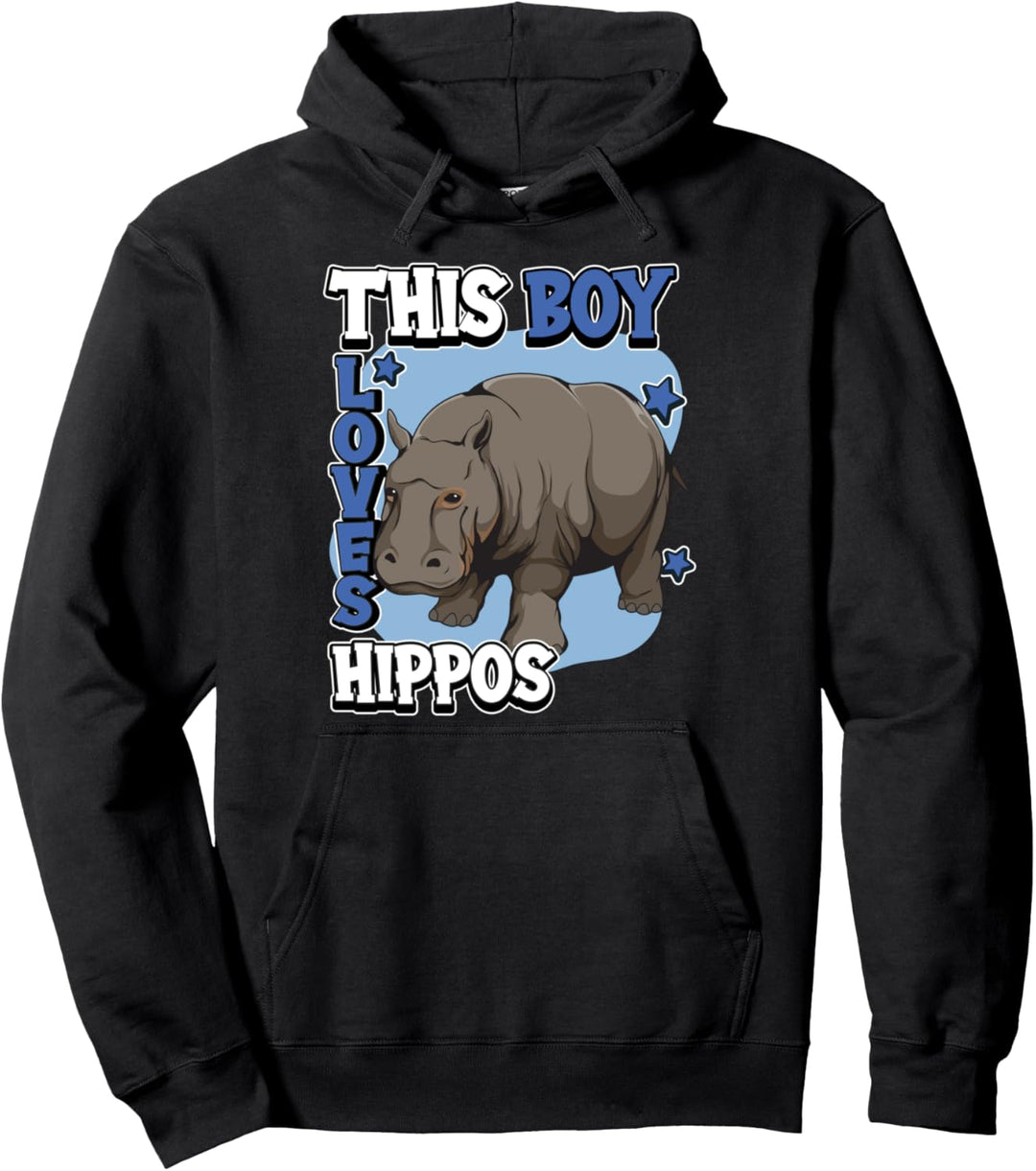 Jungen This Boy Loves Hippos Nilpferd Pullover Hoodie