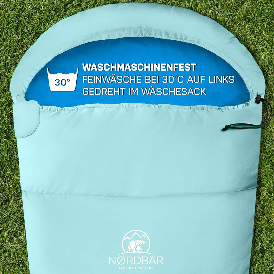 NORDBÄR® Kinderschlafsack für Jungs & Mädchen bis 145 cm Körpergrösse | Innenfutter aus 100% Baumwol