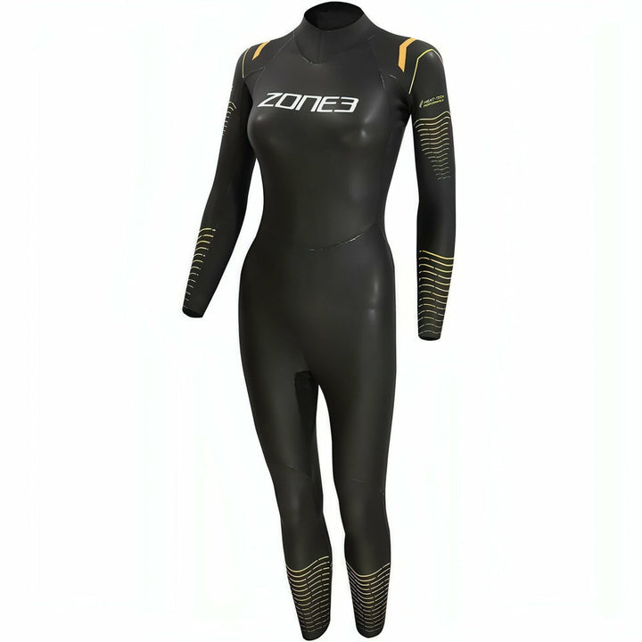 ZONE3 Thermo-Neoprenanzug für Damen, Schwarz, Orange und Gelb, warme Thermoschicht, leicht zu dehnen