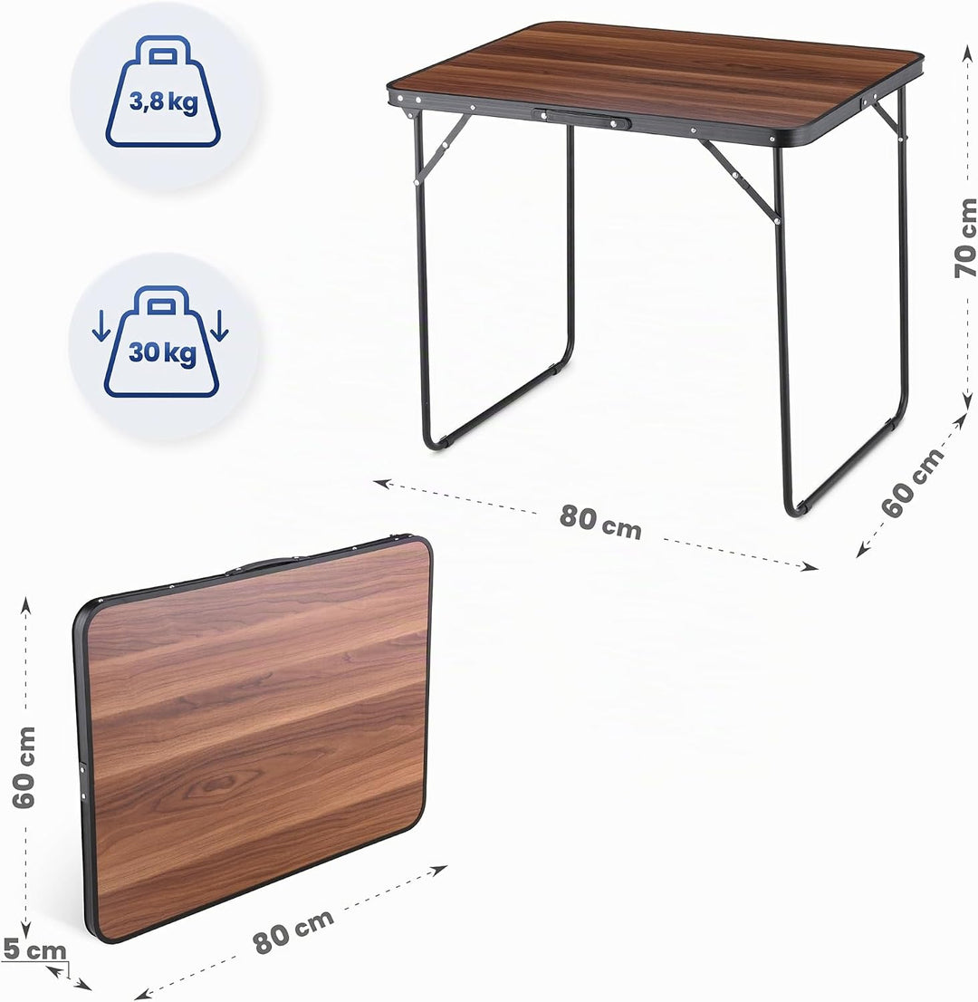 Outtec Campingtisch Klapptisch Reisetisch - 80x60x70 cm - Zusammenklappbar Gartentisch aus Alu und T