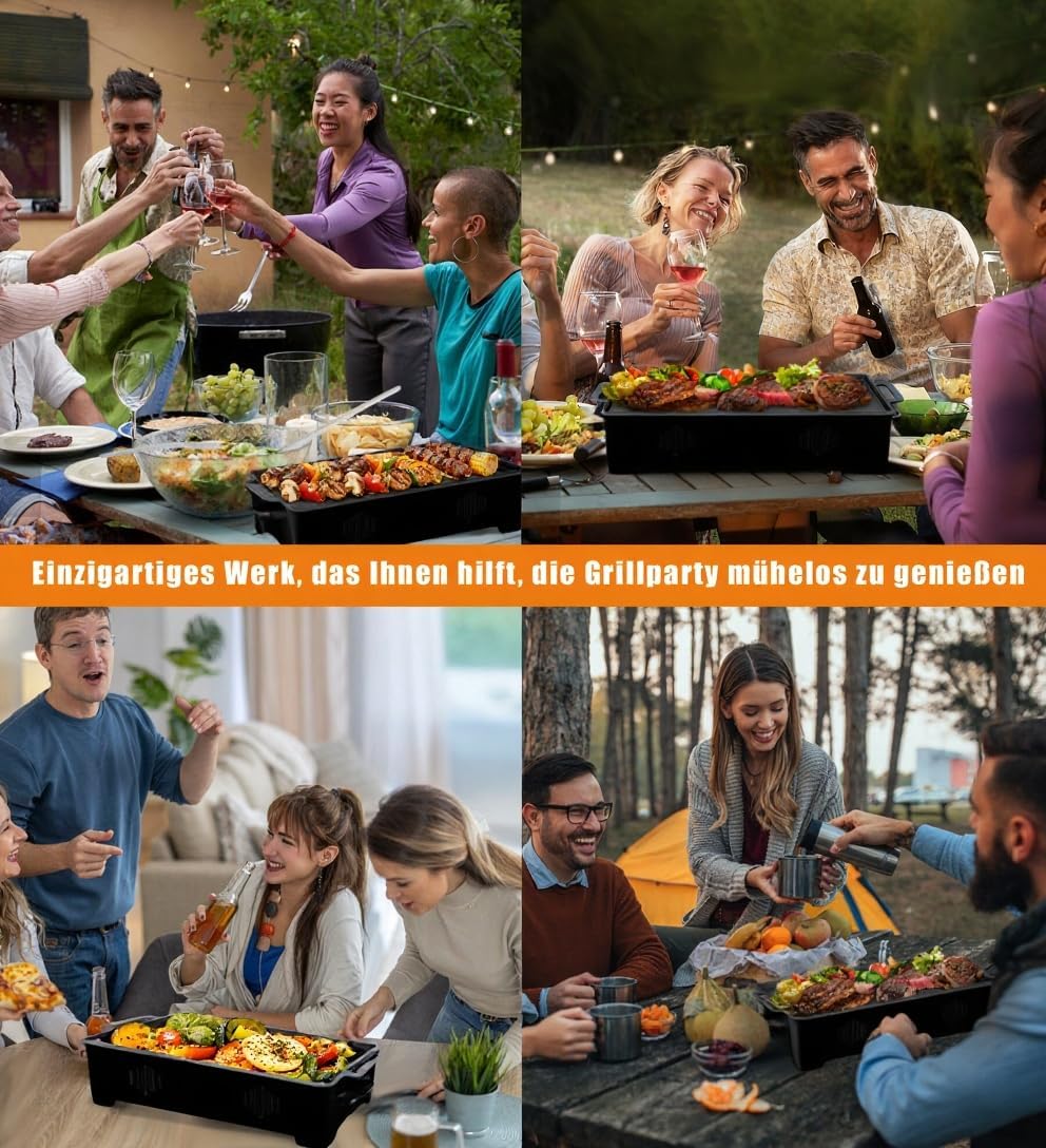 BBQ Warmhalteplatte - Warmhaltebehälter für Essen & Grillgut – Aluminium Grill-Heizplatte Antihaft,