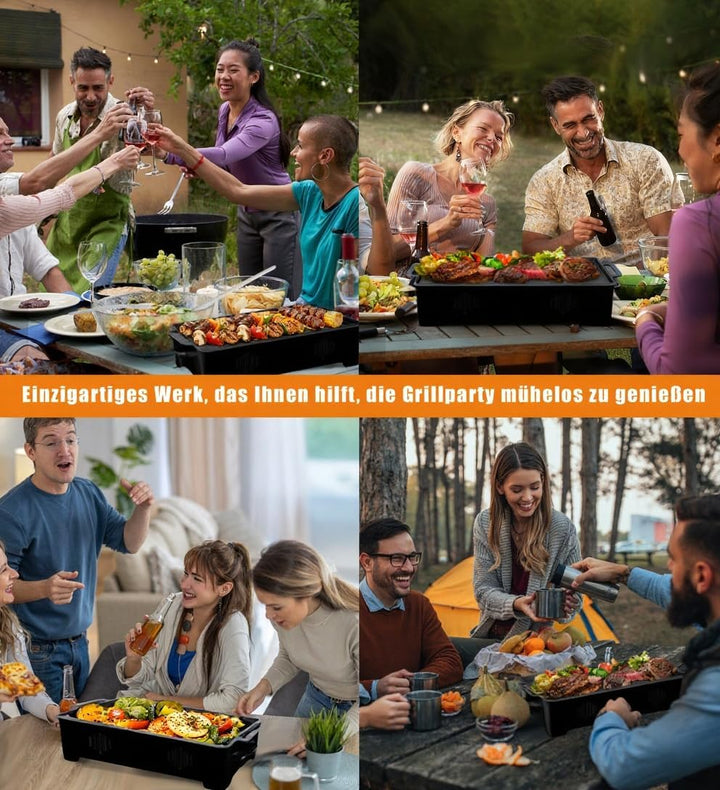 BBQ Warmhalteplatte - Warmhaltebehälter für Essen & Grillgut – Aluminium Grill-Heizplatte Antihaft,