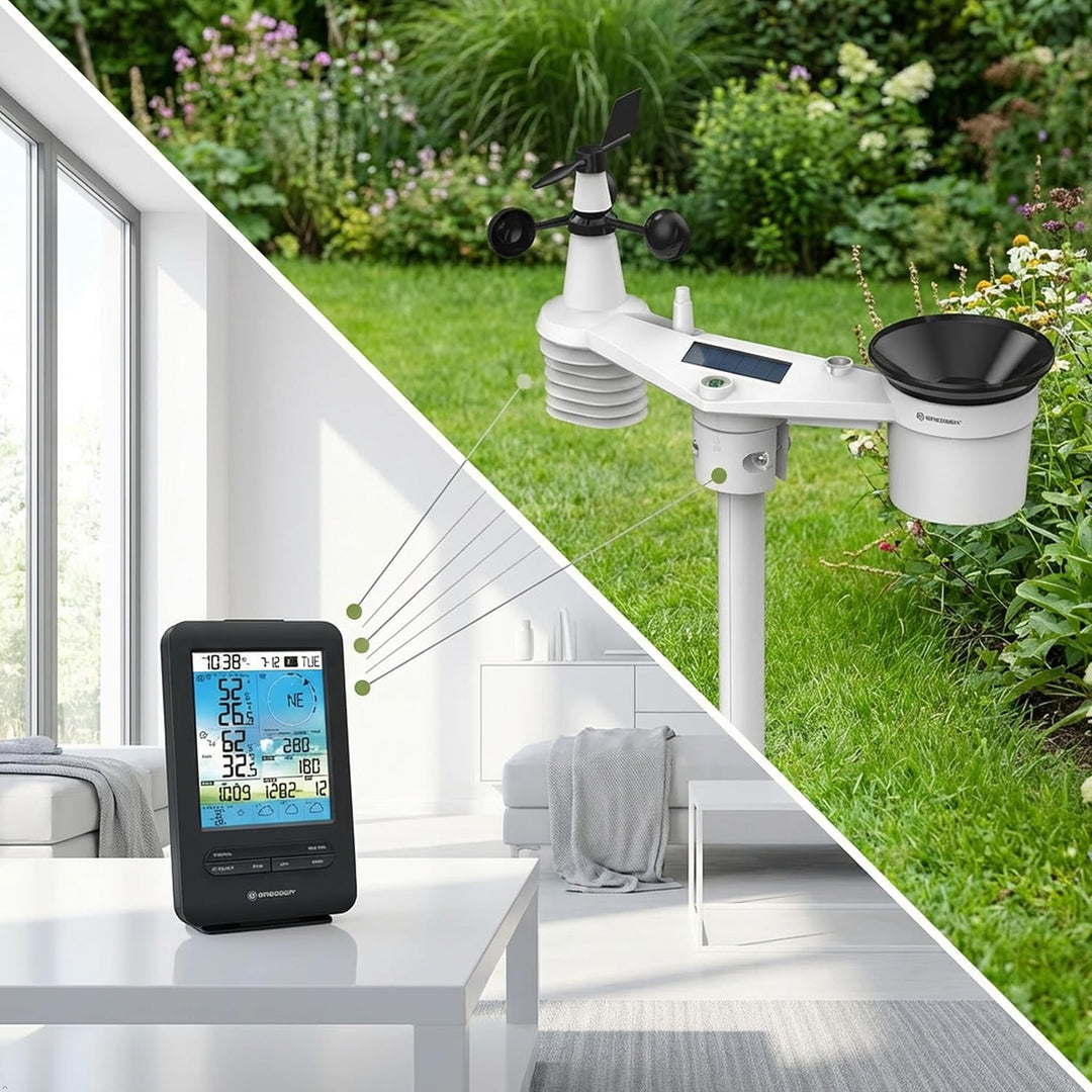 Bresser Wetterstation Funk mit Aussensensor 7-in-1 WLAN 4CAST inkl. 4-Tages-Wettervorhersage, Windme