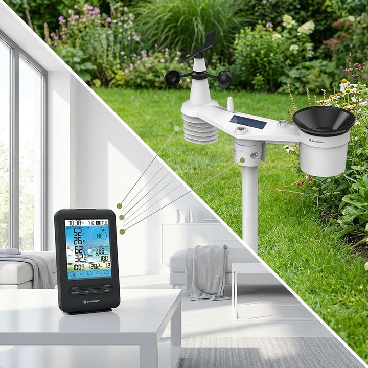 Bresser Wetterstation Funk mit Aussensensor 7-in-1 WLAN 4CAST inkl. 4-Tages-Wettervorhersage, Windme