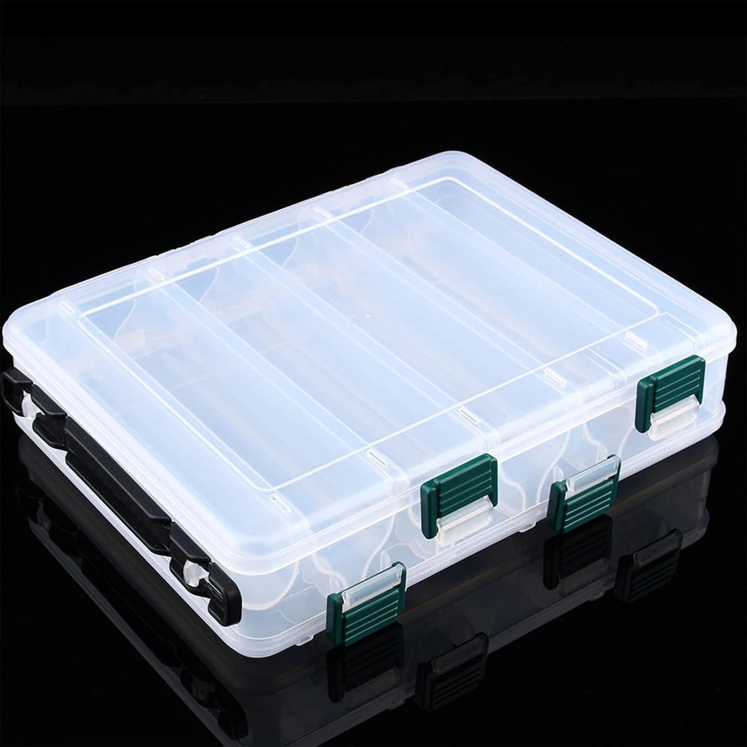 Fishing Tackle Box, Tackle Box Angeln Doppelseitige Angelkiste Kunstköderbox mit 12 Fächern für Ange
