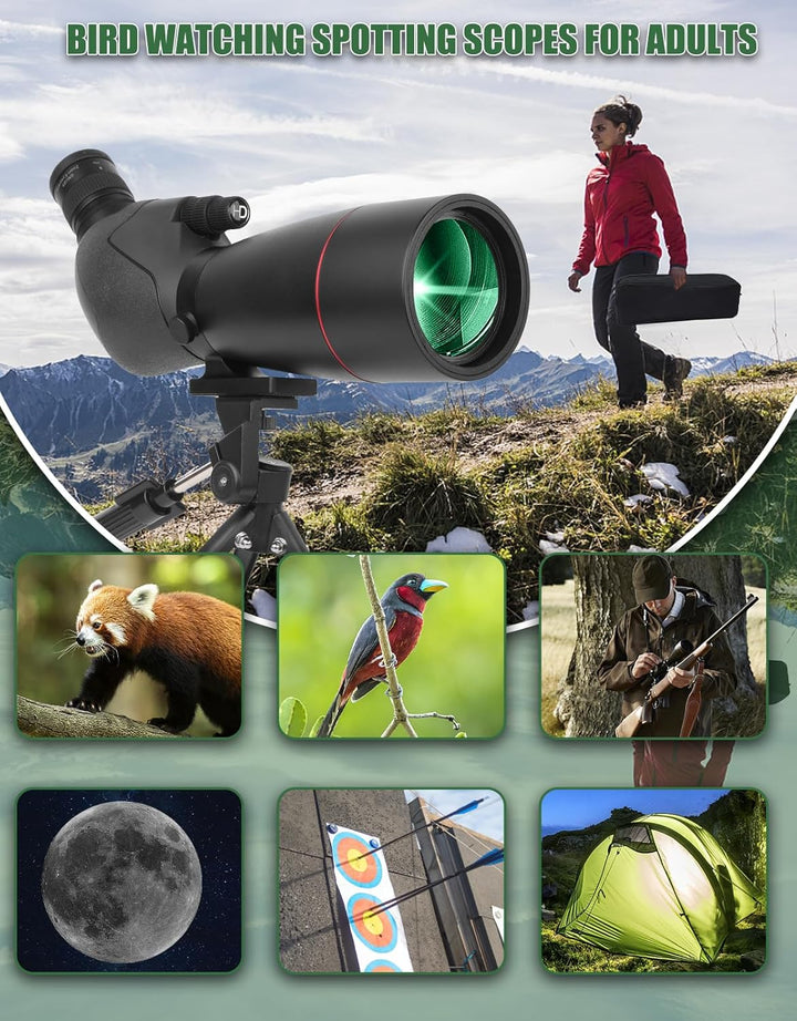 25-75x70 HD Spektiv Sportschützen mit Stativ- und Smartphone-Adapter, Zoom Bak4 Prism FMC Lens 45-Gr