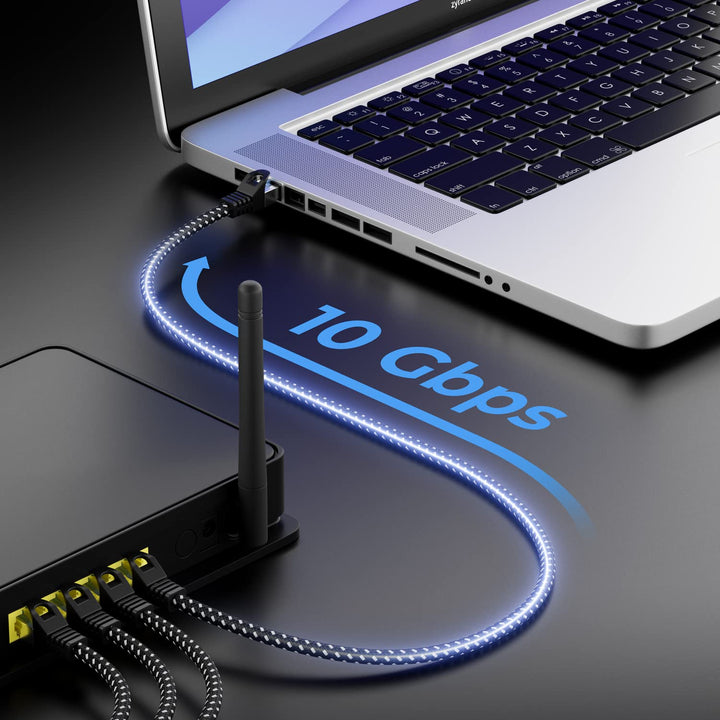 deleyCON 20m CAT7 LAN Kabel - Netzwerkkabel mit Kupfer & Nylonmantel - AWG27 600 MHz 10 Gbit/s S-FTP