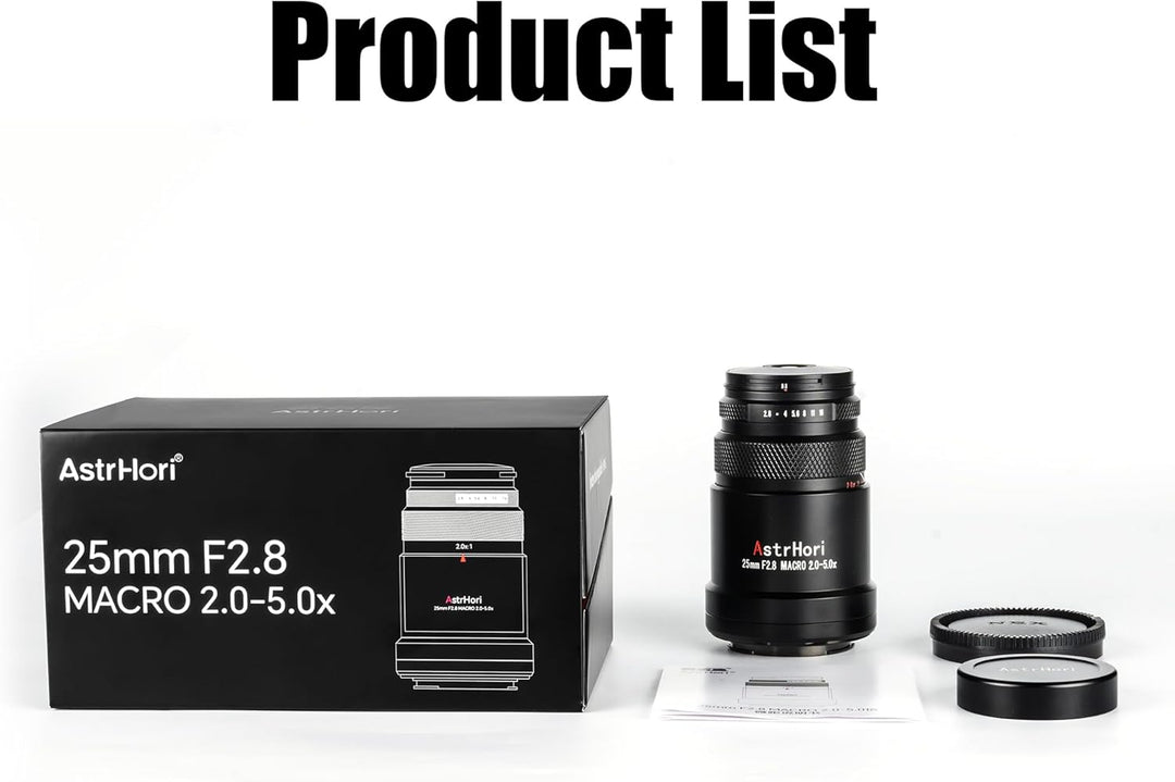 AstrHori 25 mm F2,8 2X-5X Ultra-Makro-Objektiv, Vollformat, manueller Fokus, kompatibel mit spiegell