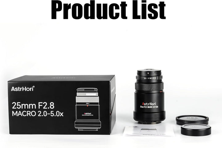 AstrHori 25 mm F2,8 2X-5X Ultra-Makro-Objektiv, Vollformat, manueller Fokus, kompatibel mit spiegell