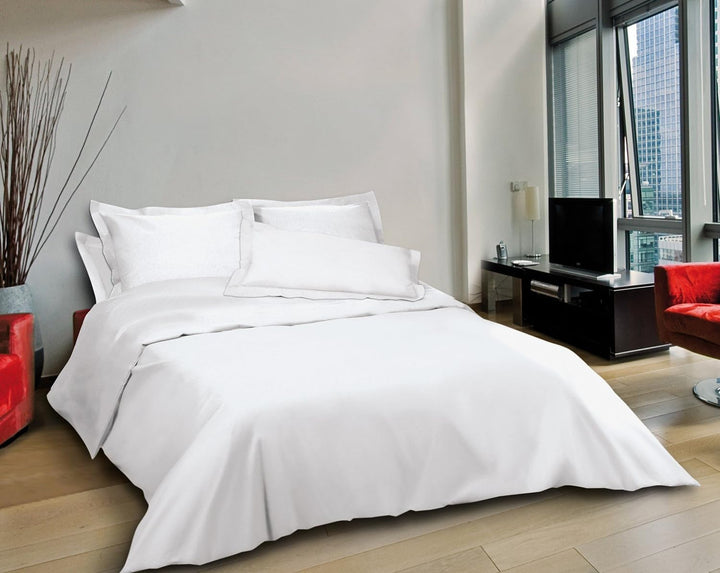 Nuit des Vosges 2094831 Cotoval Steppdeckenbezug Uni Baumwolle Weiss 220 x 240 cm