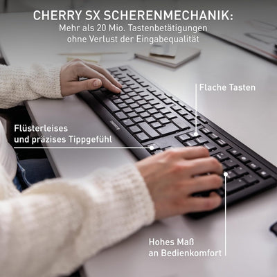 CHERRY STREAM KEYBOARD WIRELESS, Kabellose Tastatur, Deutsches Layout (QWERTZ), 2,4 GHz Funk, Leise