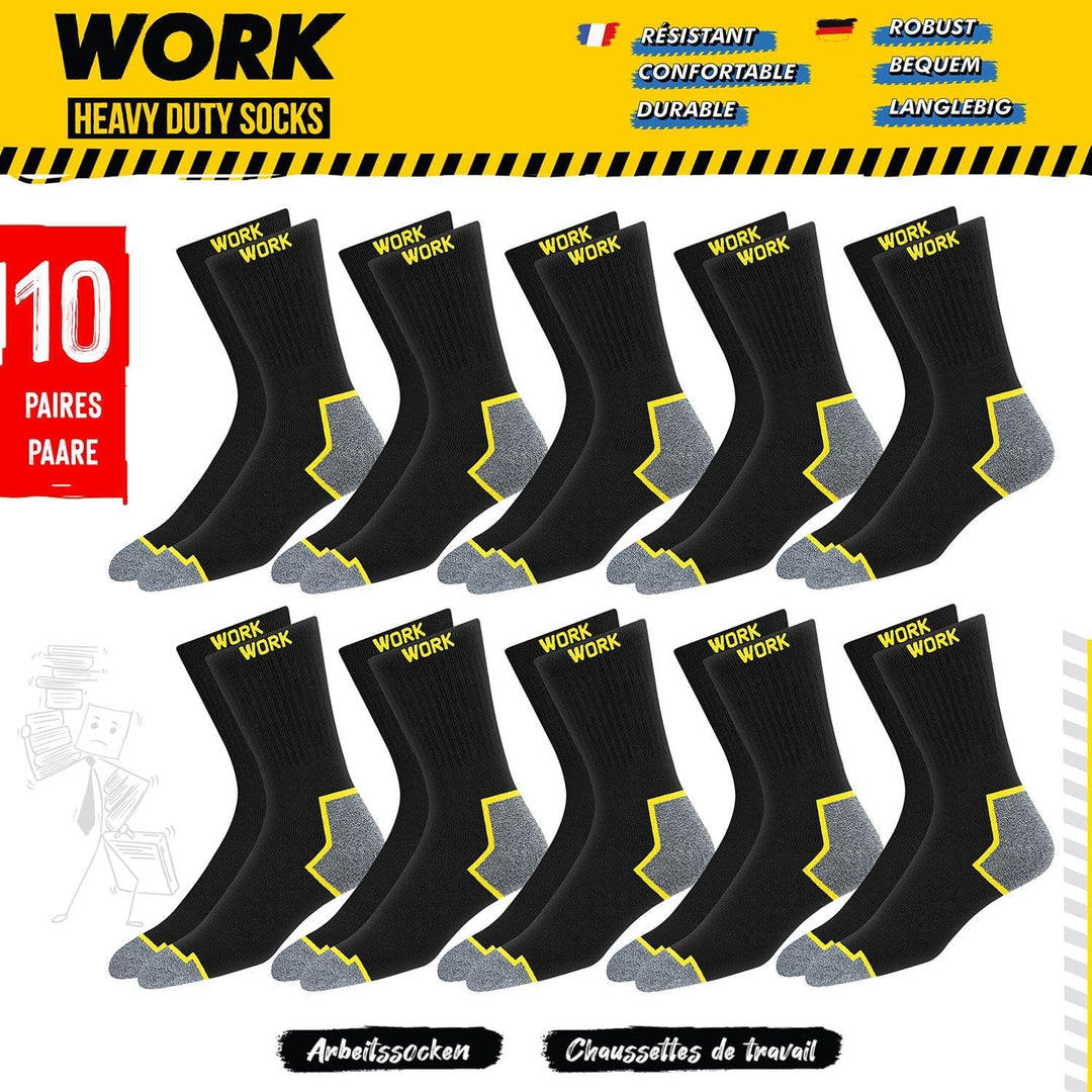 10 Paar Herren Socken Arbeitssocken WORK Socks 39-42 Schwarz (10 Paare), 39-42 Schwarz (10 Paare)