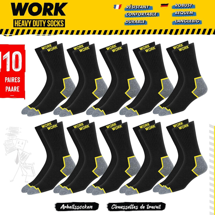 10 Paar Herren Socken Arbeitssocken WORK Socks 39-42 Schwarz (10 Paare), 39-42 Schwarz (10 Paare)