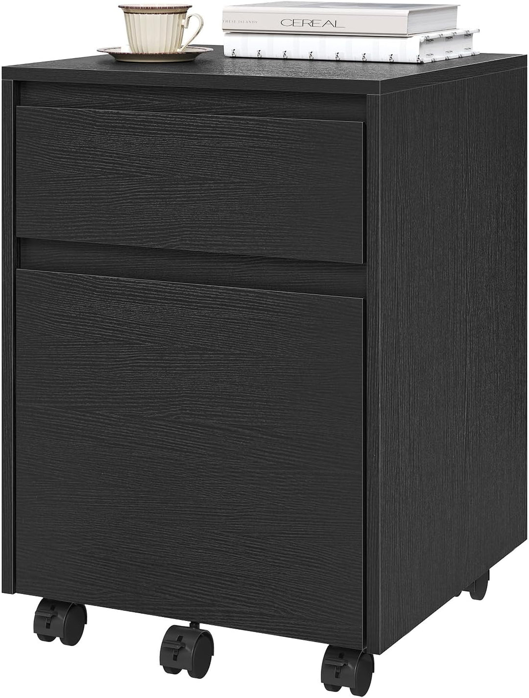 WOLTU Rollcontainer, Aktenschrank mit 2 Schubladen, mobiler Büroschrank, Schreibtisch Unterschrank,