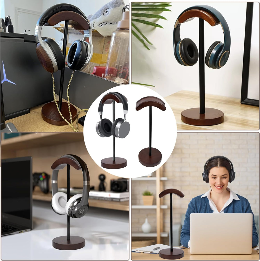 Kopfhörer Ständer Holz, Wood Headset Halterung aus Walnussholz und Metall mit Anti Rutsch Pad für Al