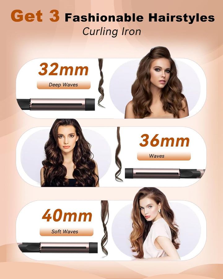 Lockenstab Grosse Locken 32mm, UKLISS PRO Lockenstäbe mit Klemme, Dicker Lockenstab für Lange Haare