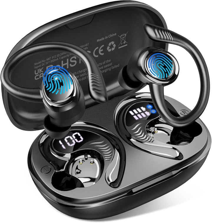 Bluetooth 5.4 Kopfhörer Sport, 2026 Neu 6D Stereo In Ear Kopfhörer Kabellos Bluetooth mit 4 ENC Mic/