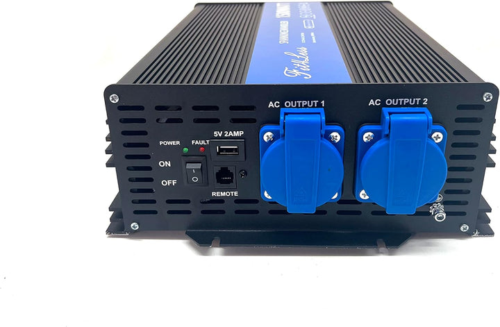 Reiner Sinuswelle Wechselrichter DC12V auf AC230W 50Hz mit Dual Shuko Buchsen, DC5V USB-Anschluss, L