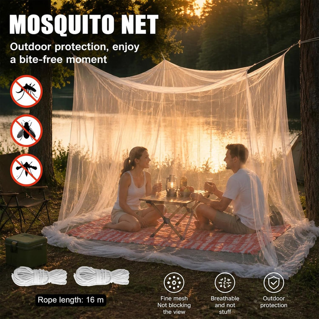 Moskitonetz Bett mit 1 Tür, Moskitonetz Camping Extra gross, Mückennetz Bett Geeignet für Pavillons,