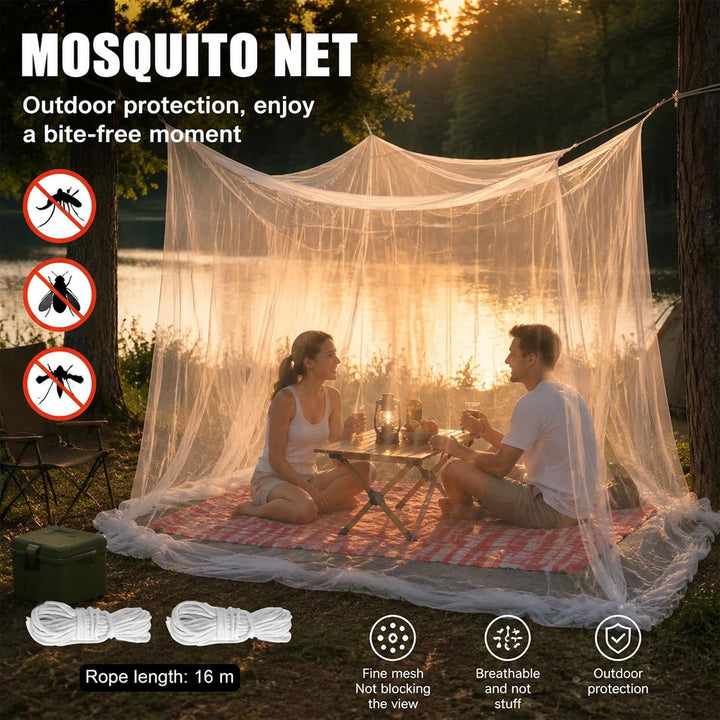 Moskitonetz Bett mit 1 Tür, Moskitonetz Camping Extra gross, Mückennetz Bett Geeignet für Pavillons,