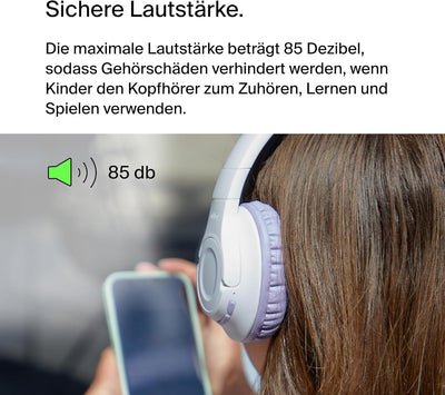 Belkin SoundForm Inspire kabelloser Over-Ear-Kopfhörer für Kinder, On-Ear-Kopfhörer für Mädchen und