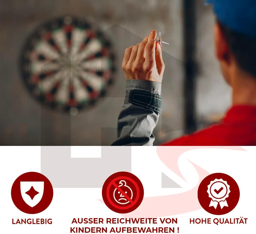 LION HOME SPORTS Hochwertige Sisal Steeldartscheibe | Mit Aufhänger & 6 Dartpfeilen, sowie Aufbewahr
