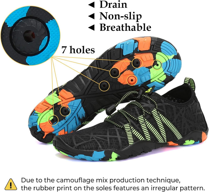 SAGUARO Badeschuhe für Herren Damen - 7/9 Drainagelöcher Schnelltrocknende rutschfest, Gr 35-48 48 E